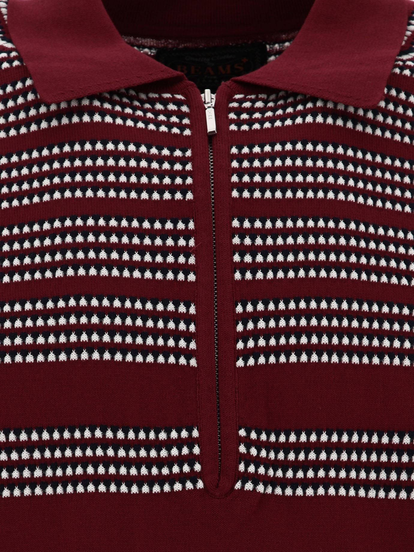 BEAMS PLUS Bordeaux Half-zip jacquard polo shirt